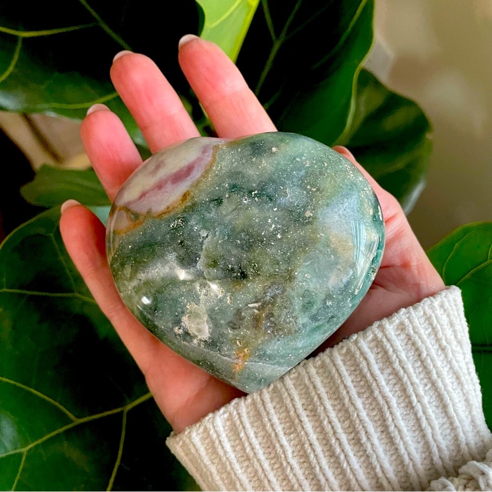 BRAND NEW Ocean jasper chubby large heart. Rocks crystals minerals